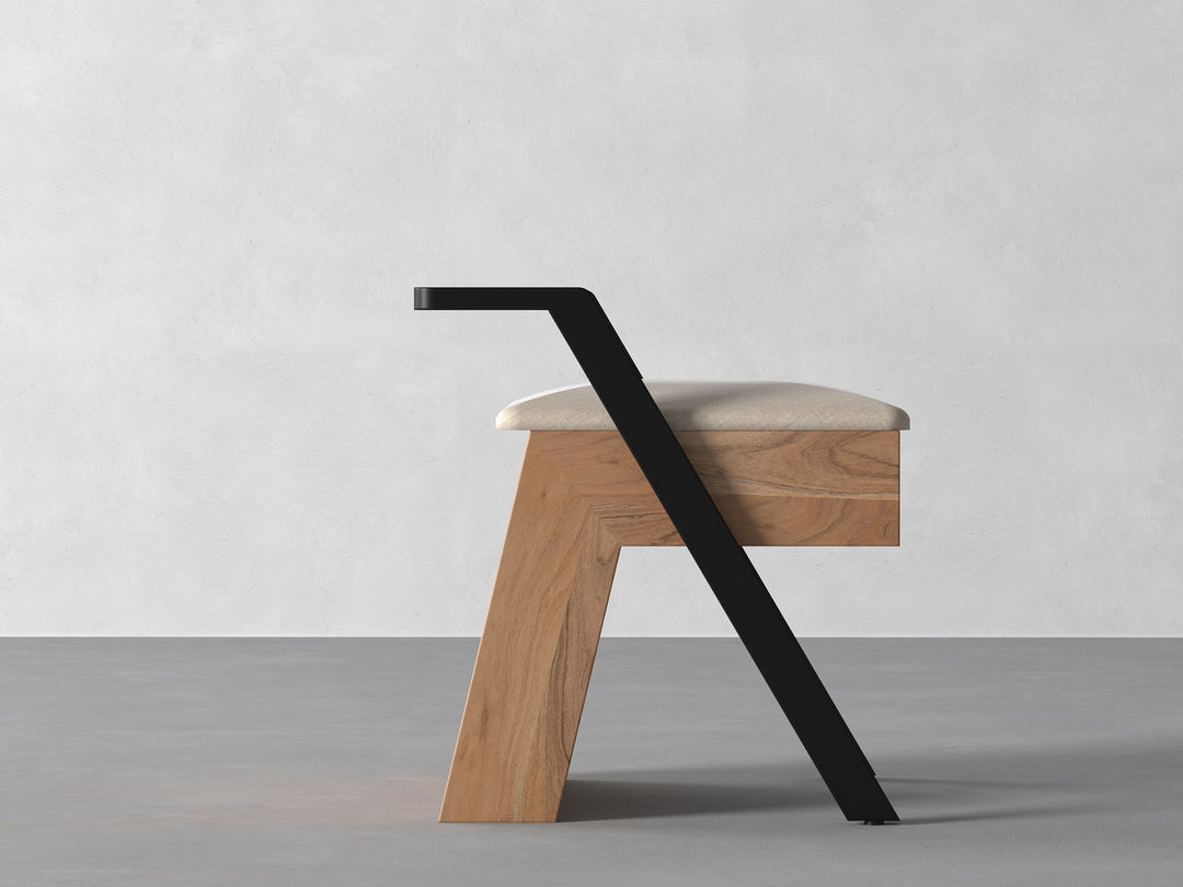 Dining chair, solid acacia wood and steel