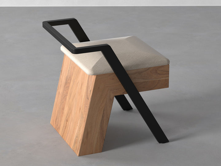 Dining chair, solid acacia wood and steel