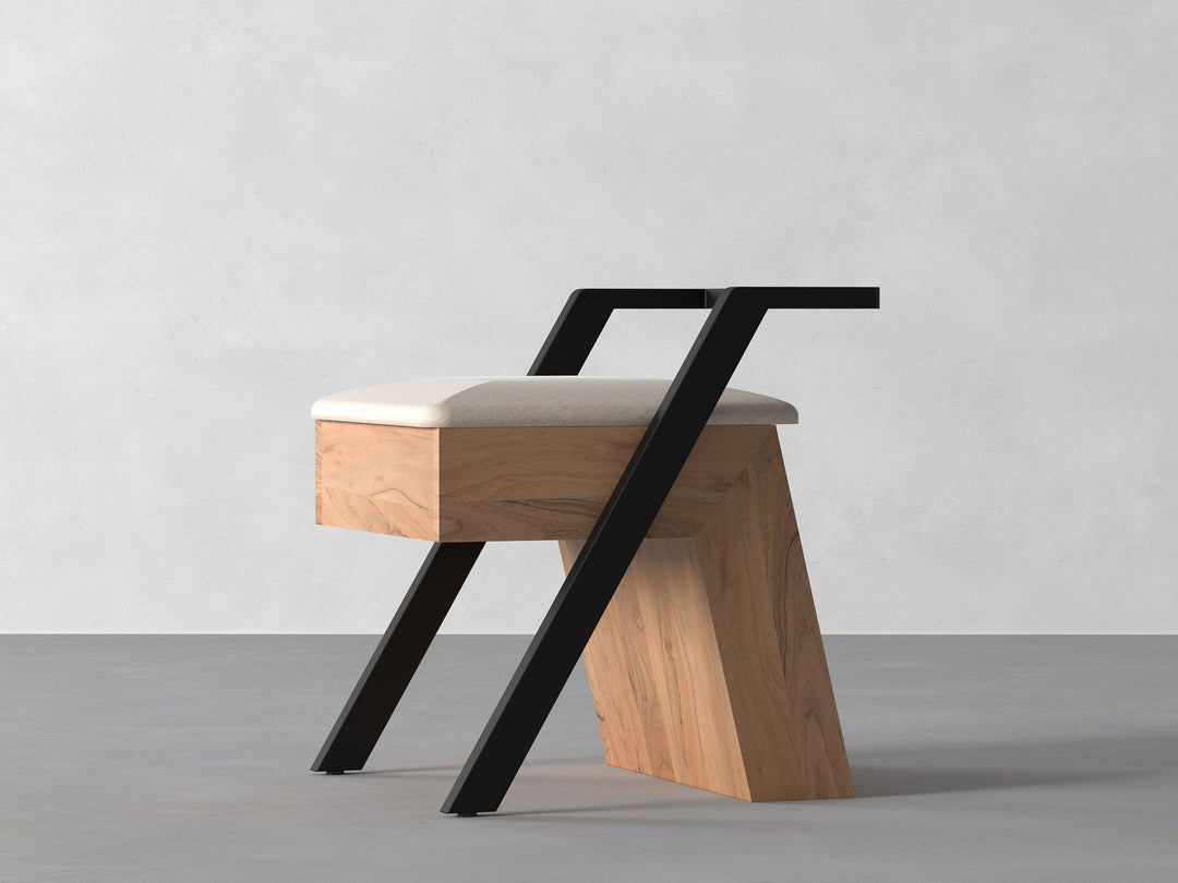 Dining chair, solid acacia wood and steel