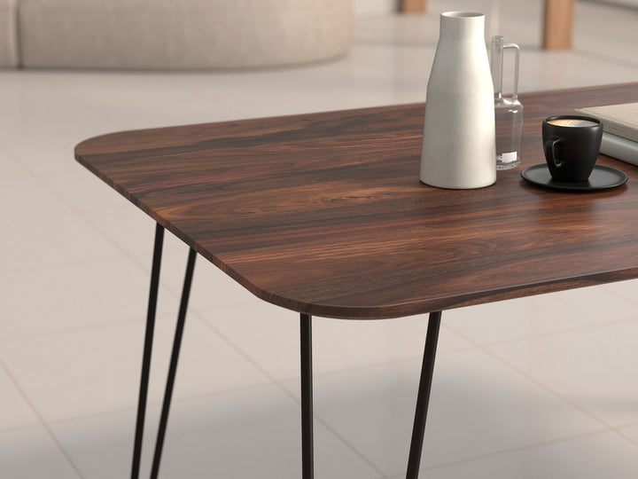 6 Seater dining table, solid sheesham wood and steel