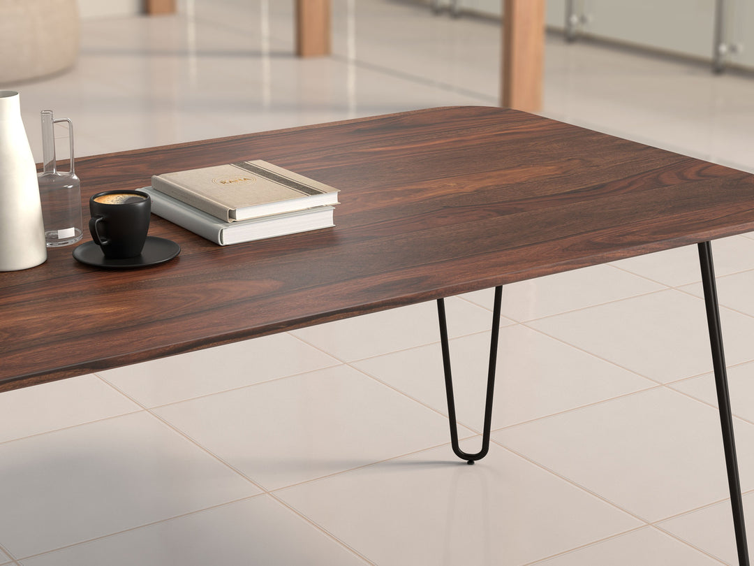 6 Seater dining table, solid sheesham wood and steel