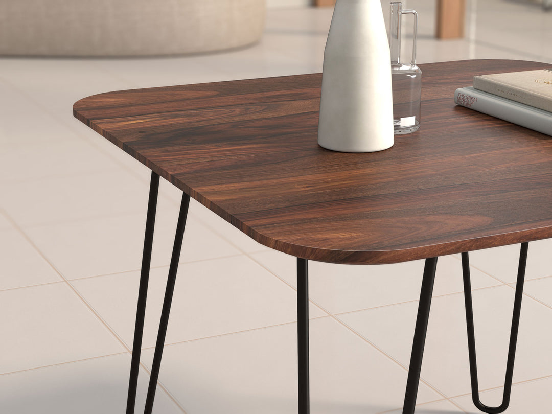 4 Seater dining table, solid sheesham wood and steel