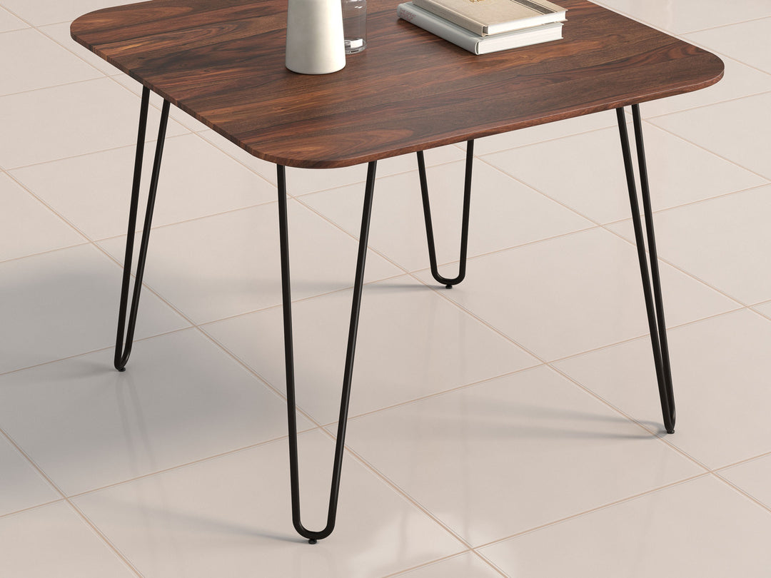 4 Seater dining table, solid sheesham wood and steel