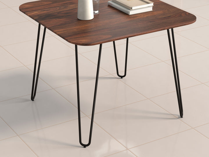 4 Seater dining table, solid sheesham wood and steel