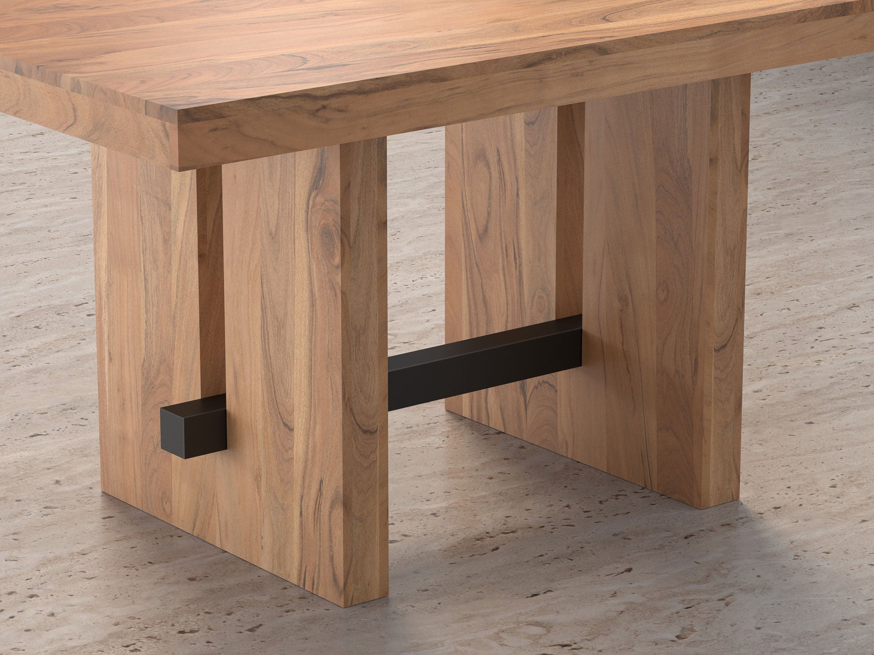 4 Seater dining table, solid acacia wood and steel – INMARWAR