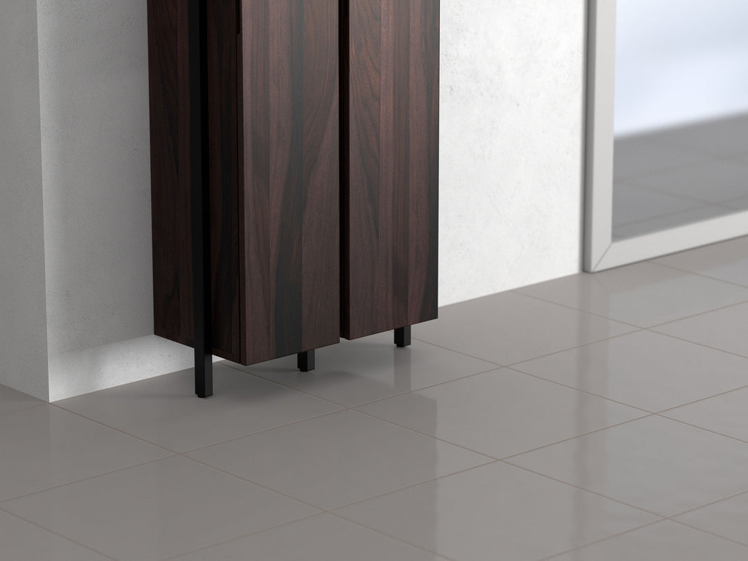 Shoe rack, solid sheesham wood and steel, 2 doors