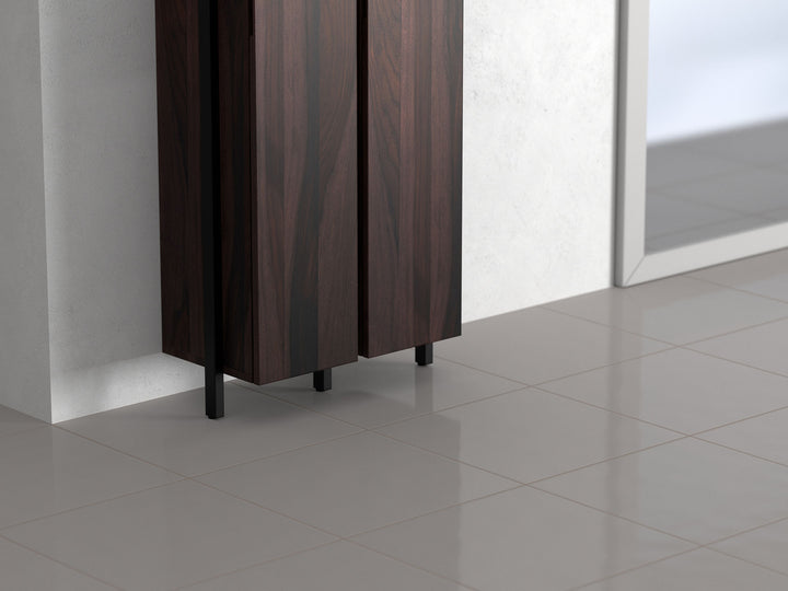 Shoe rack, solid sheesham wood and steel, 2 doors