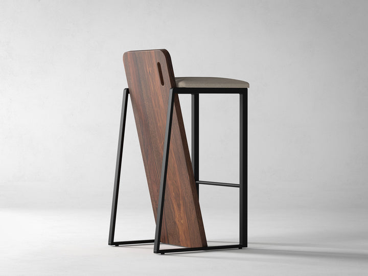 Bar Stool, solid sheesham wood and steel