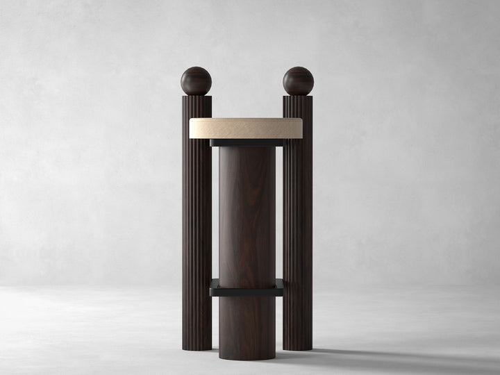 Bar Stool, solid sheesham wood and steel