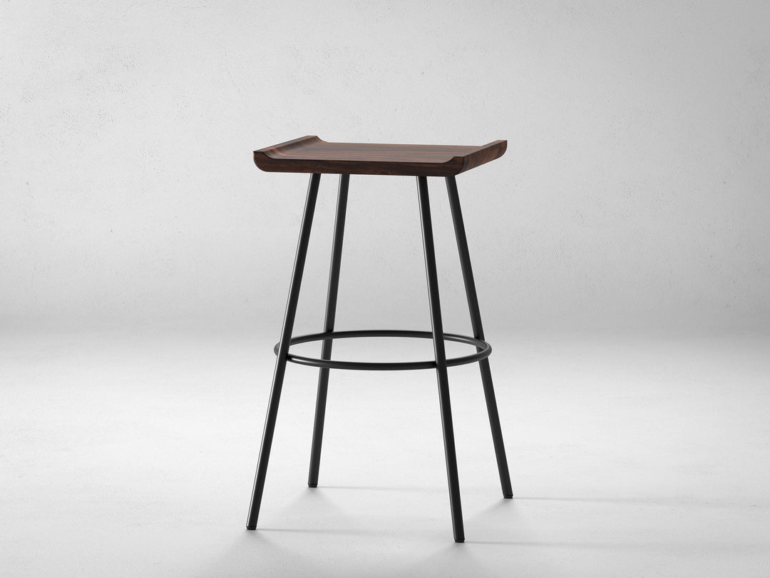 Bar Stool, solid sheesham wood and steel