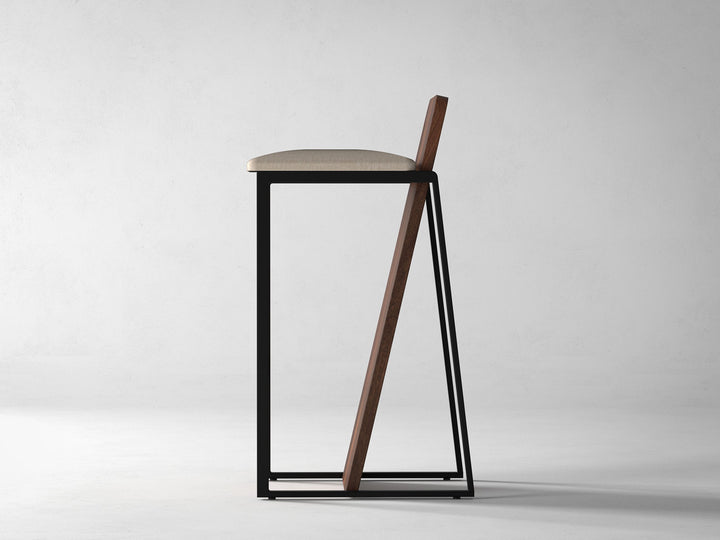 Bar Stool, solid sheesham wood and steel