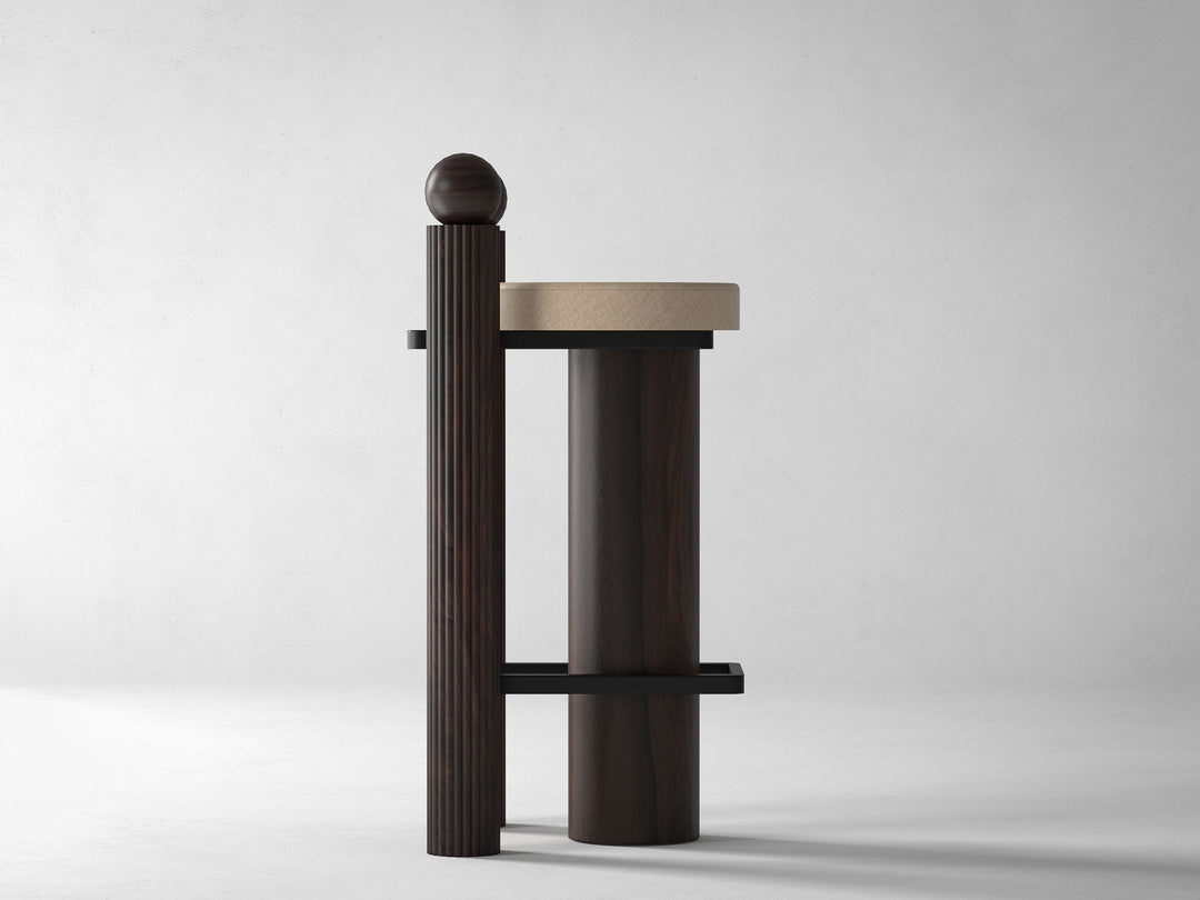 Bar Stool, solid sheesham wood and steel