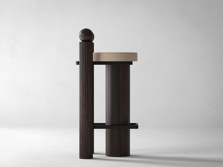 Bar Stool, solid sheesham wood and steel