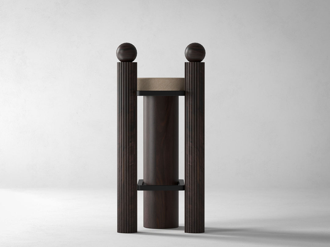 Bar Stool, solid sheesham wood and steel