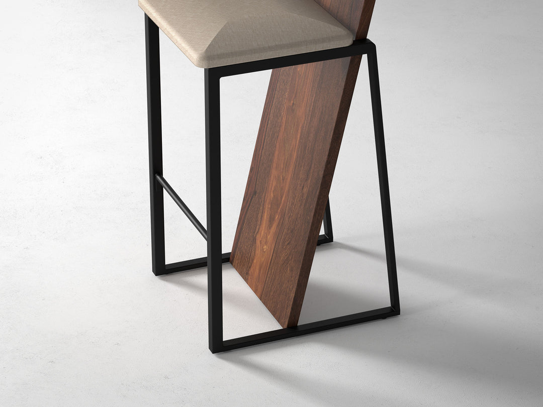 Bar Stool, solid sheesham wood and steel