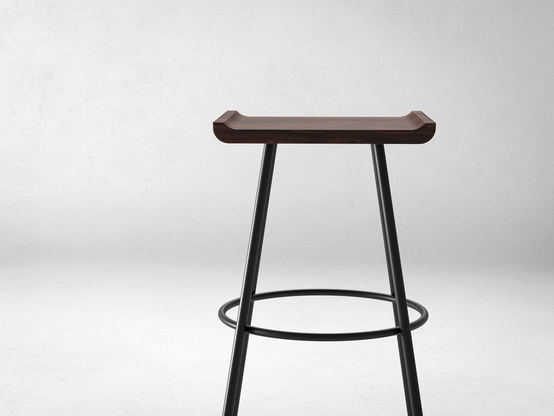 Bar Stool, solid sheesham wood and steel