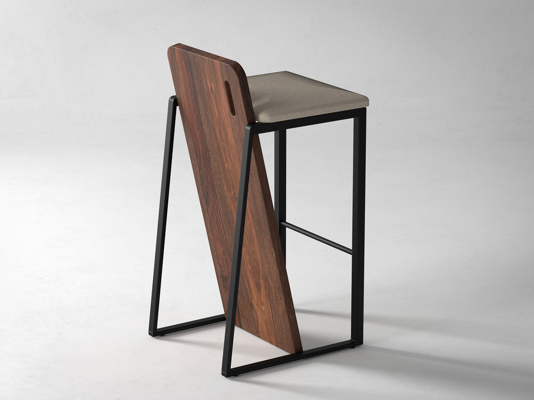 Bar Stool, solid sheesham wood and steel