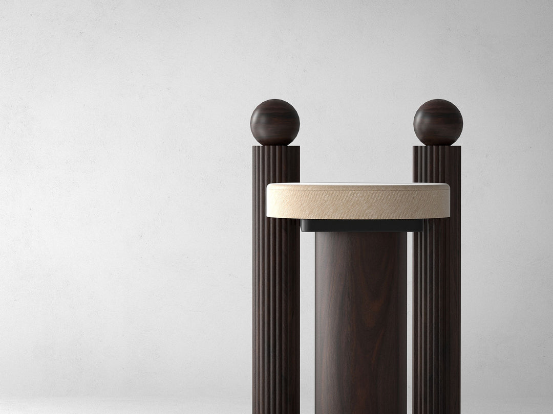 Bar Stool, solid sheesham wood and steel