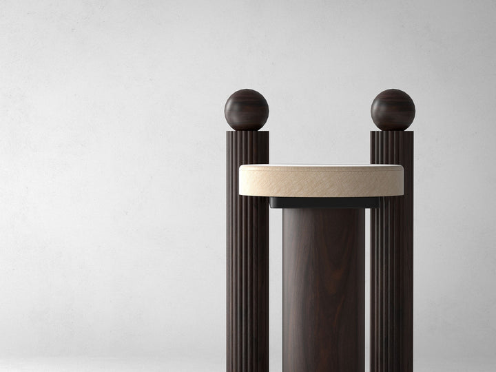 Bar Stool, solid sheesham wood and steel