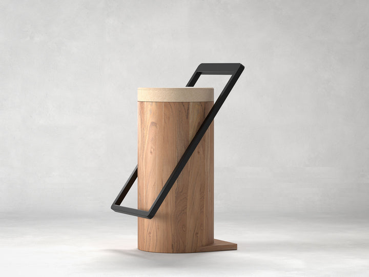 Bar Stool, solid acacia wood and steel