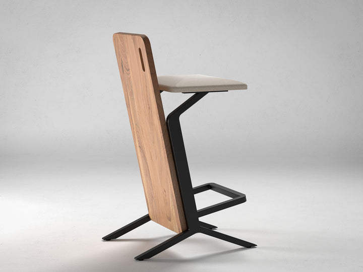 Bar Stool, solid acacia wood and steel