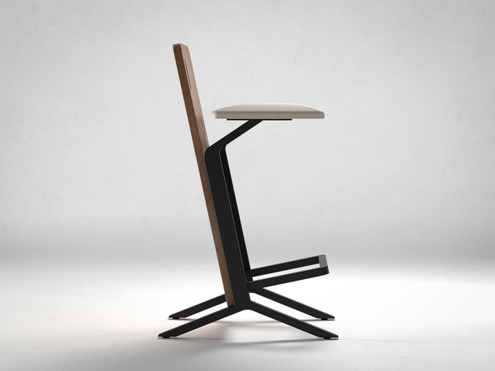 Bar Stool, solid acacia wood and steel