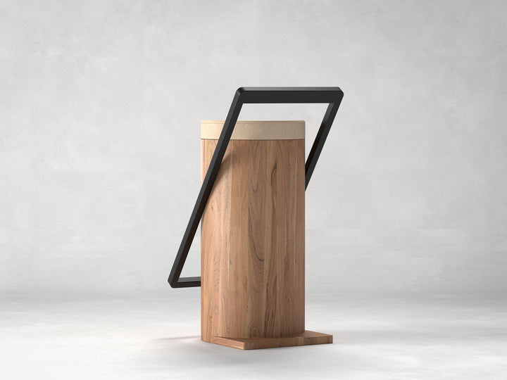 Bar Stool, solid acacia wood and steel