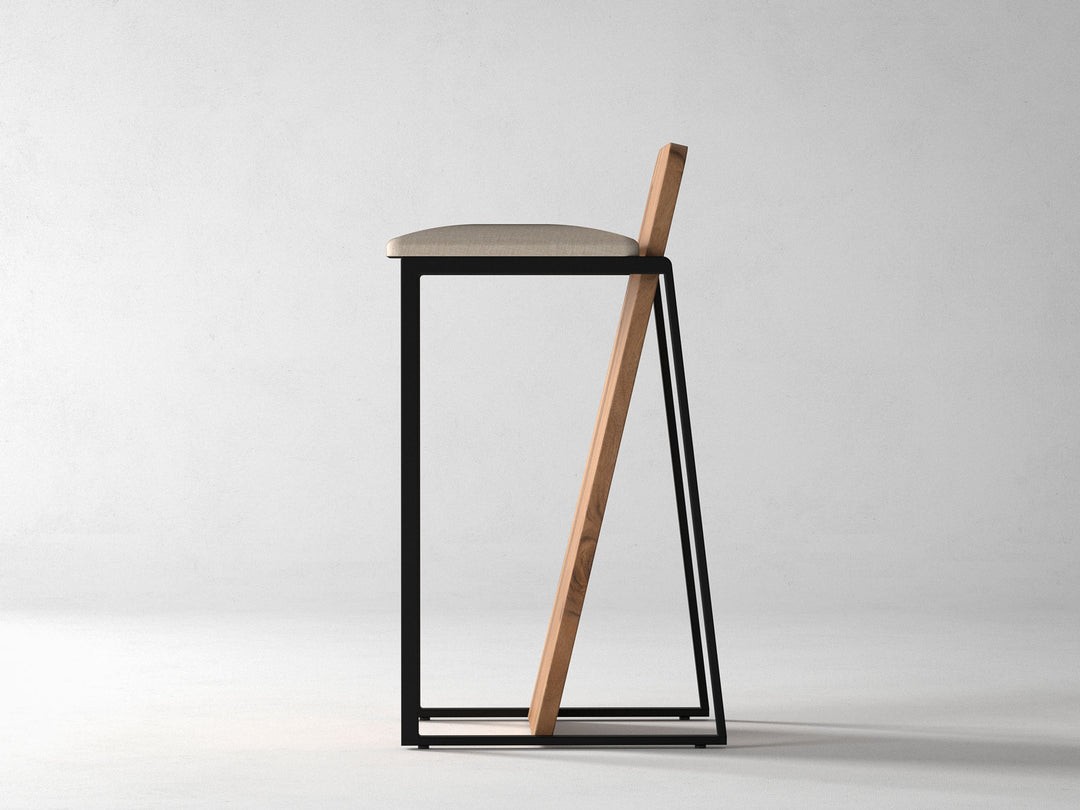 Bar Stool, solid acacia wood and steel