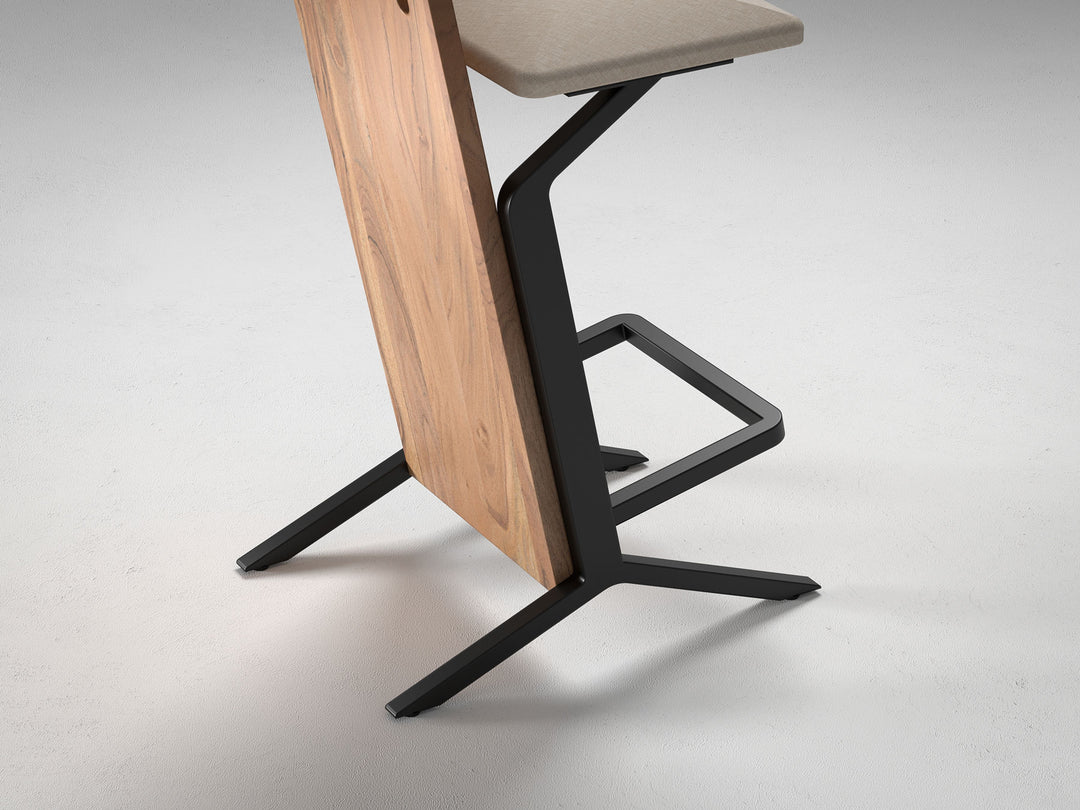 Bar Stool, solid acacia wood and steel
