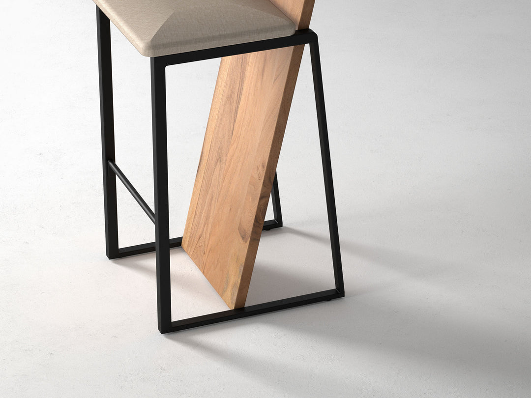 Bar Stool, solid acacia wood and steel