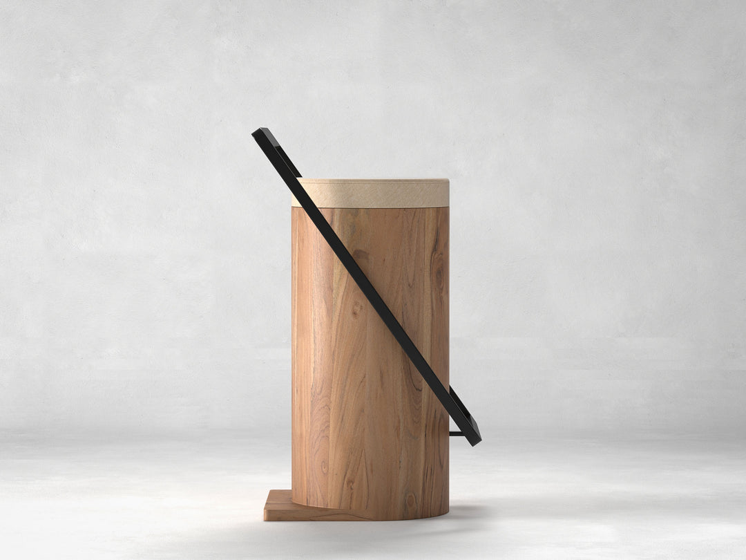 Bar Stool, solid acacia wood and steel