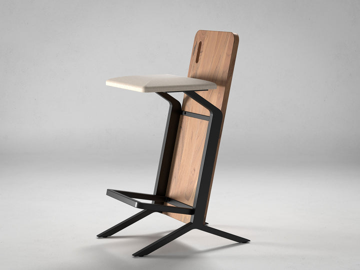 Bar Stool, solid acacia wood and steel