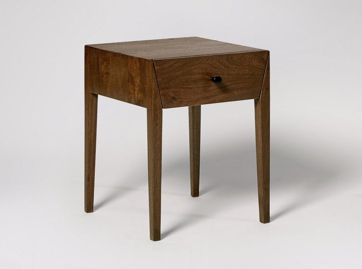 Bedside table with one drawer made of solid mango wood - INMARWAR