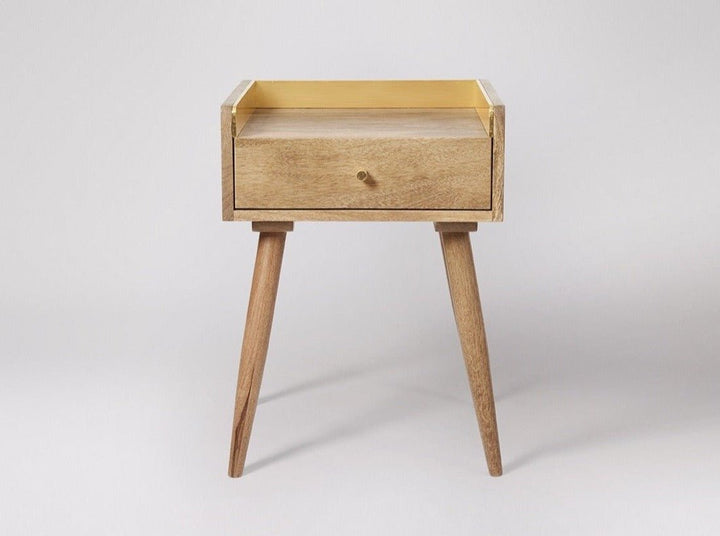 Bedside table with one drawer made of solid mango wood - INMARWAR