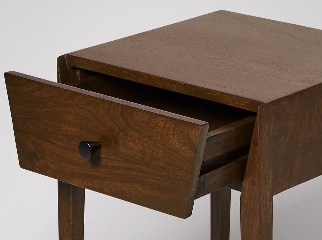 Bedside table with one drawer made of solid mango wood - INMARWAR