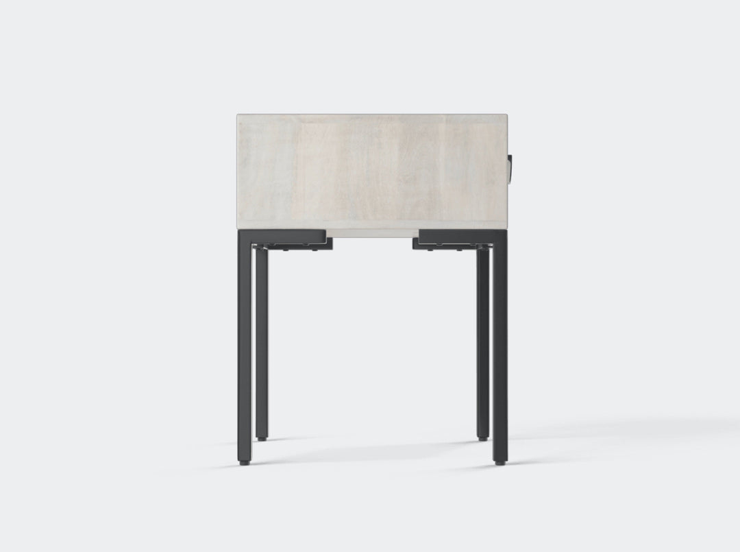 Bedside table with one drawer made of solid mango wood and carbon steel - INMARWAR