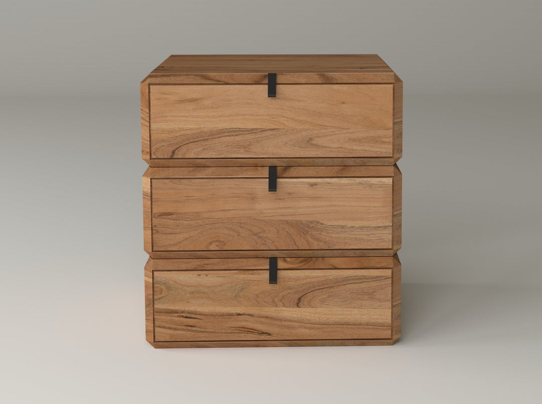 Bedside table with three drawers made of solid acacia wood - INMARWAR