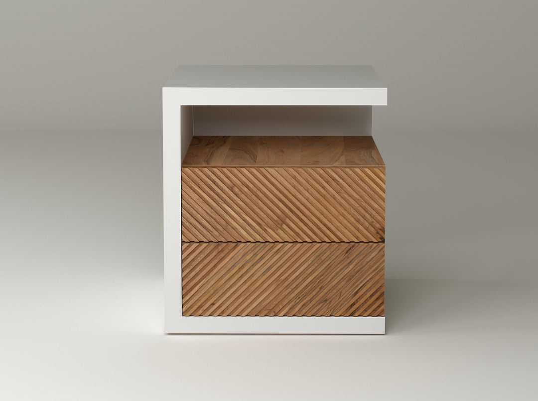 Bedside table with two drawers made of solid acacia wood - INMARWAR