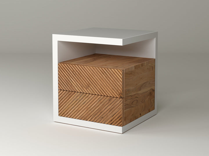 Bedside table with two drawers made of solid acacia wood - INMARWAR