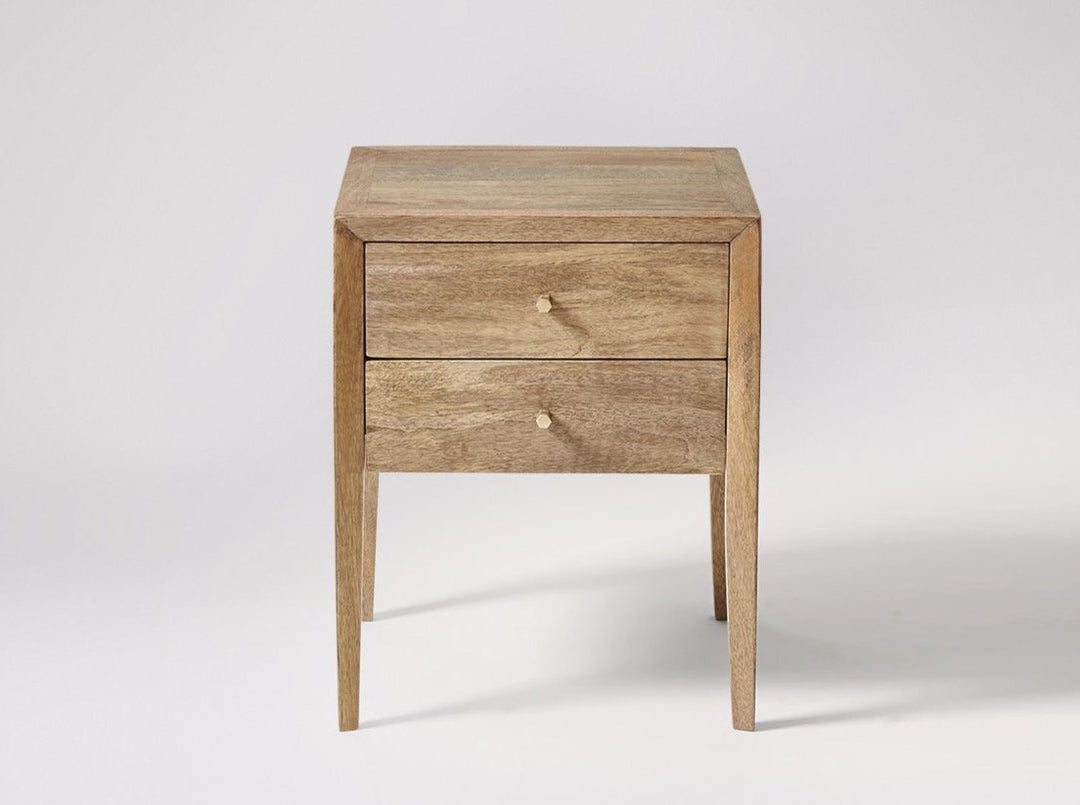 Bedside table with two drawers made of solid mango wood - INMARWAR