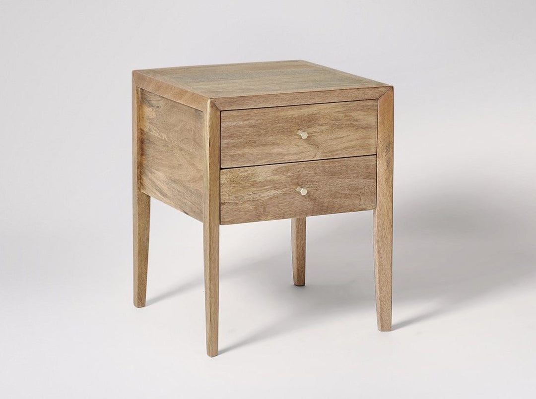 Bedside table with two drawers made of solid mango wood - INMARWAR
