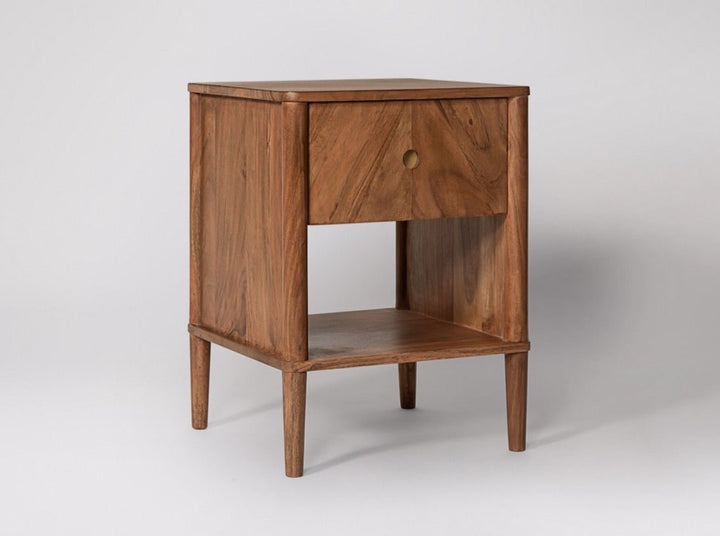 Bedside with one drawer table made of solid acacia wood - INMARWAR