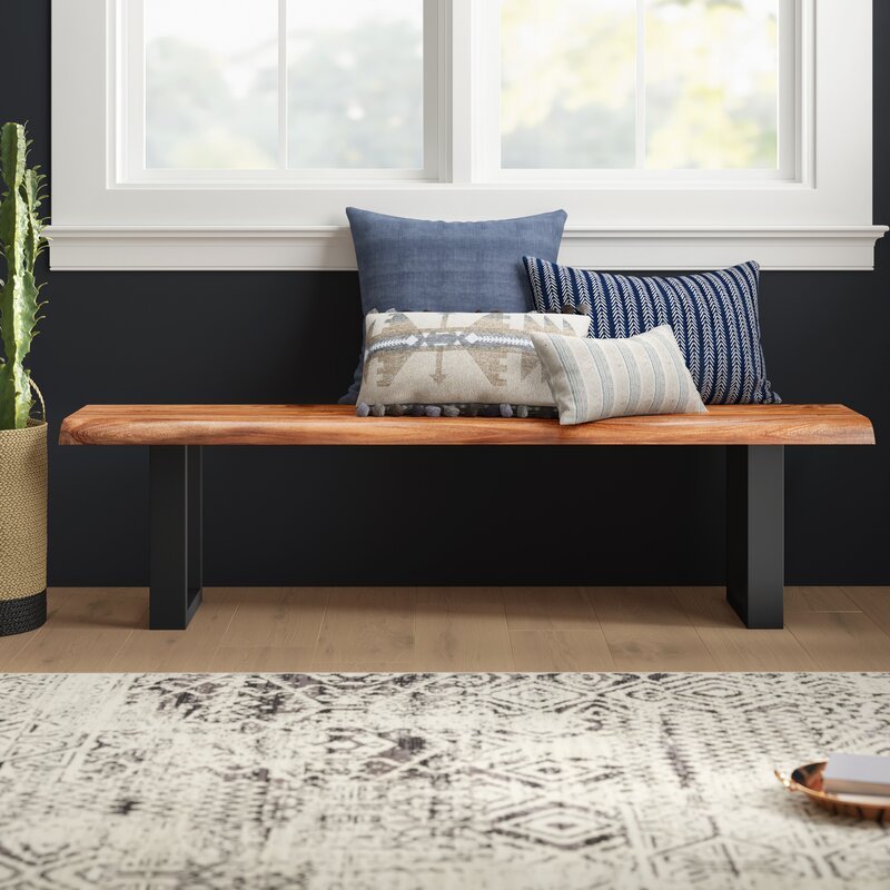 Bench made of solid sheesham wood and carbon steel - INMARWAR