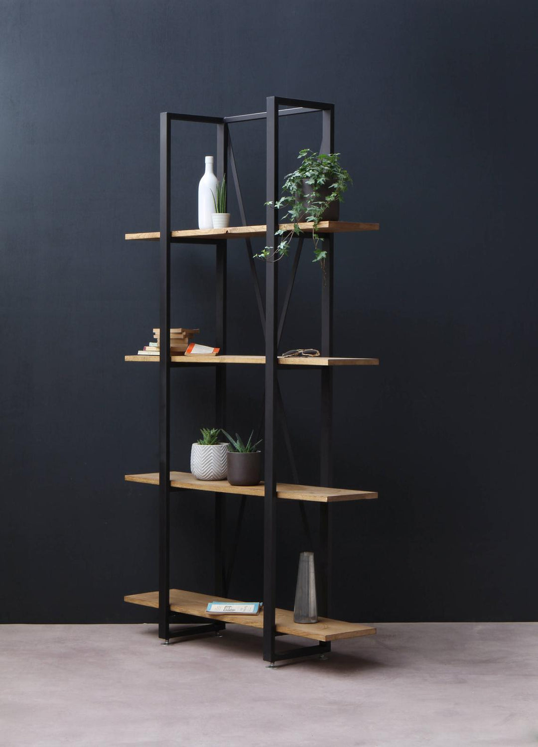 Bookshelf made of solid mango wood and carbon steel - INMARWAR