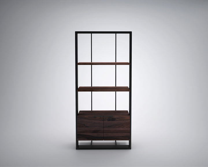 Bookshelf made of solid sheesham wood and carbon steel - INMARWAR