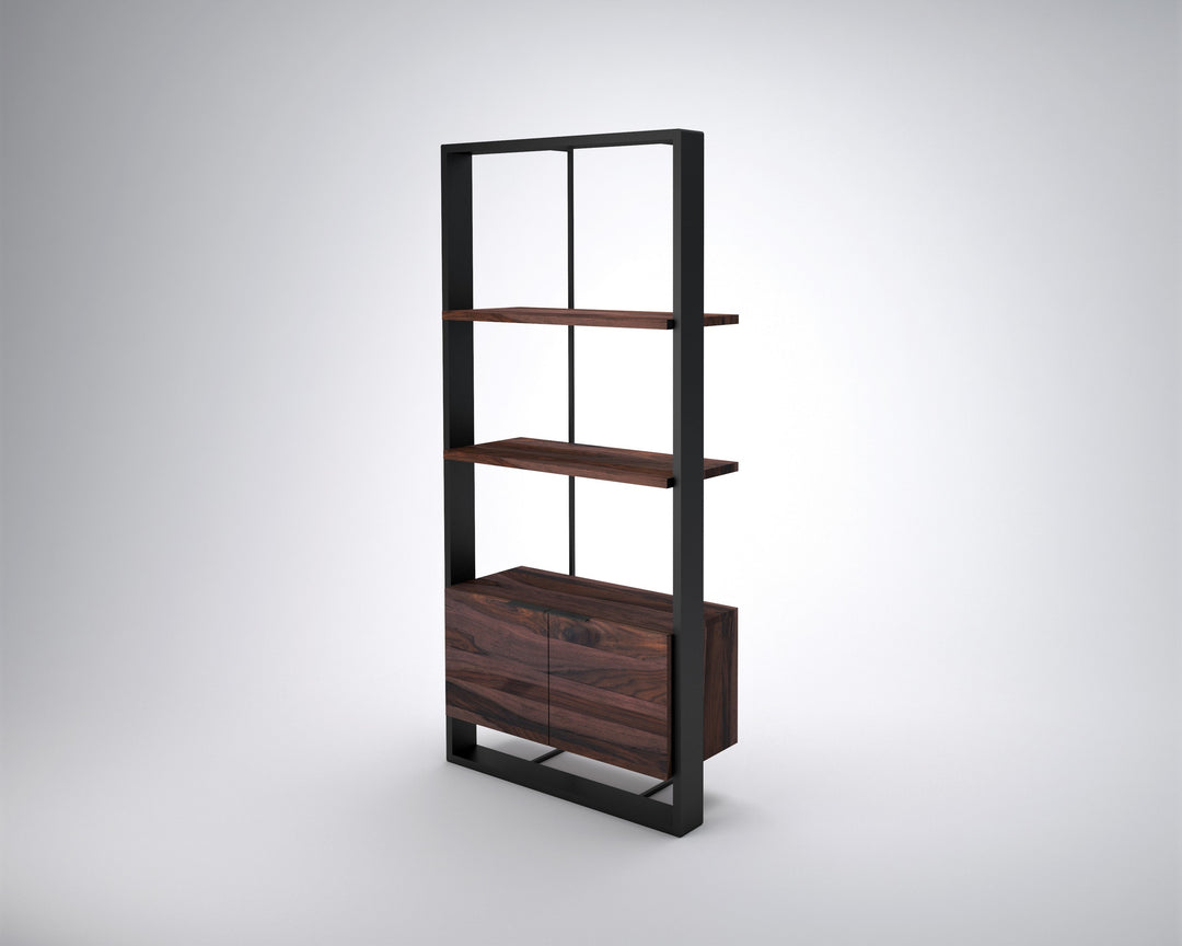 Bookshelf made of solid sheesham wood and carbon steel - INMARWAR