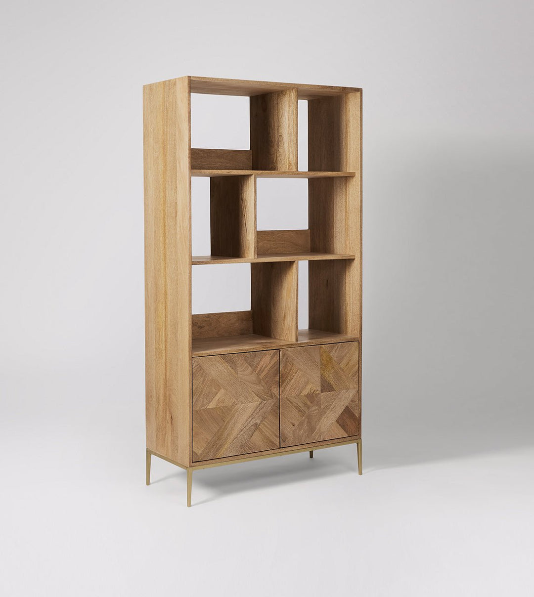 Bookshelf with two doors made of solid mango wood and carbon steel - INMARWAR
