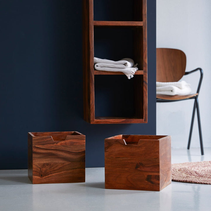 Bookshelf with two drawers made of solid sheesham wood - INMARWAR