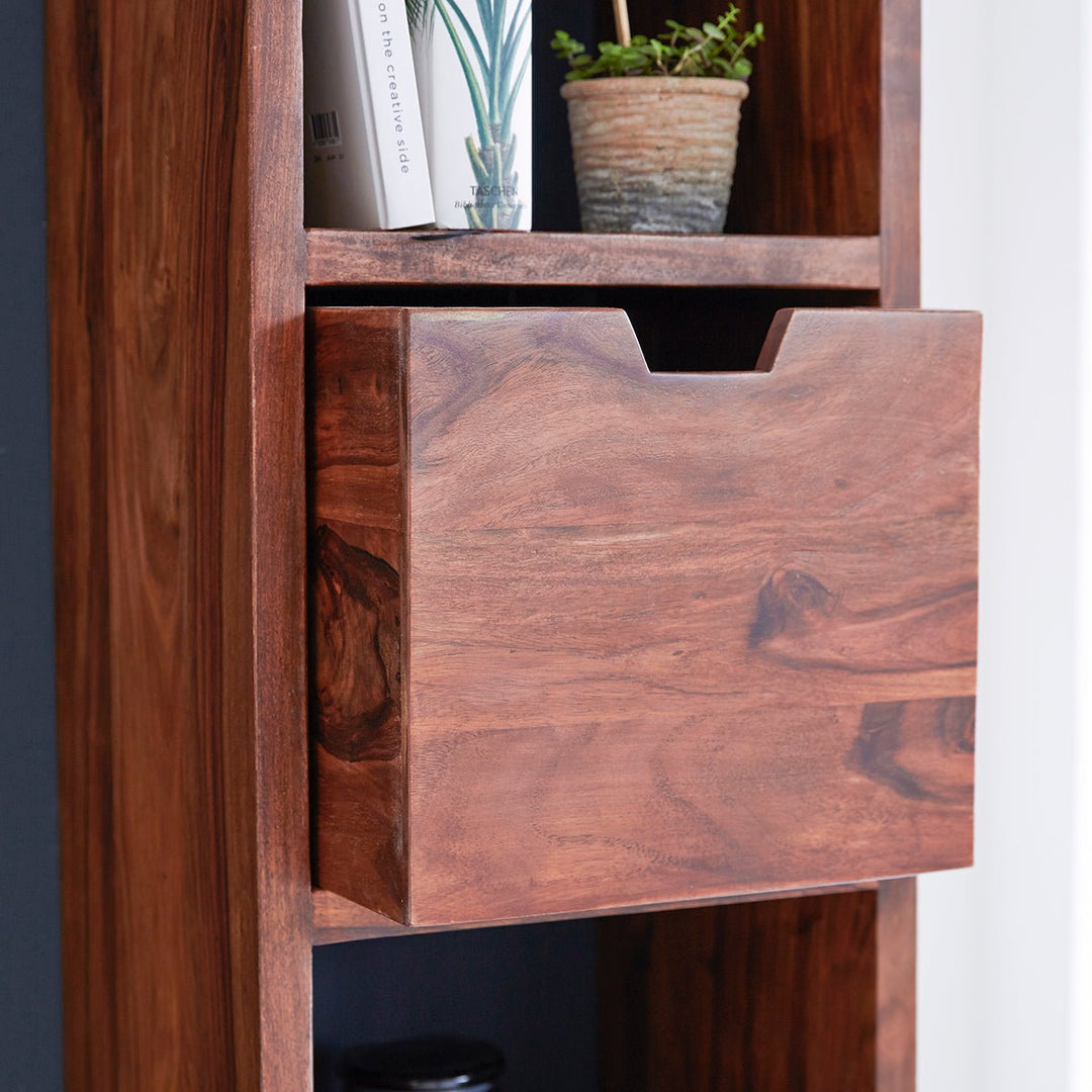 Bookshelf with two drawers made of solid sheesham wood - INMARWAR