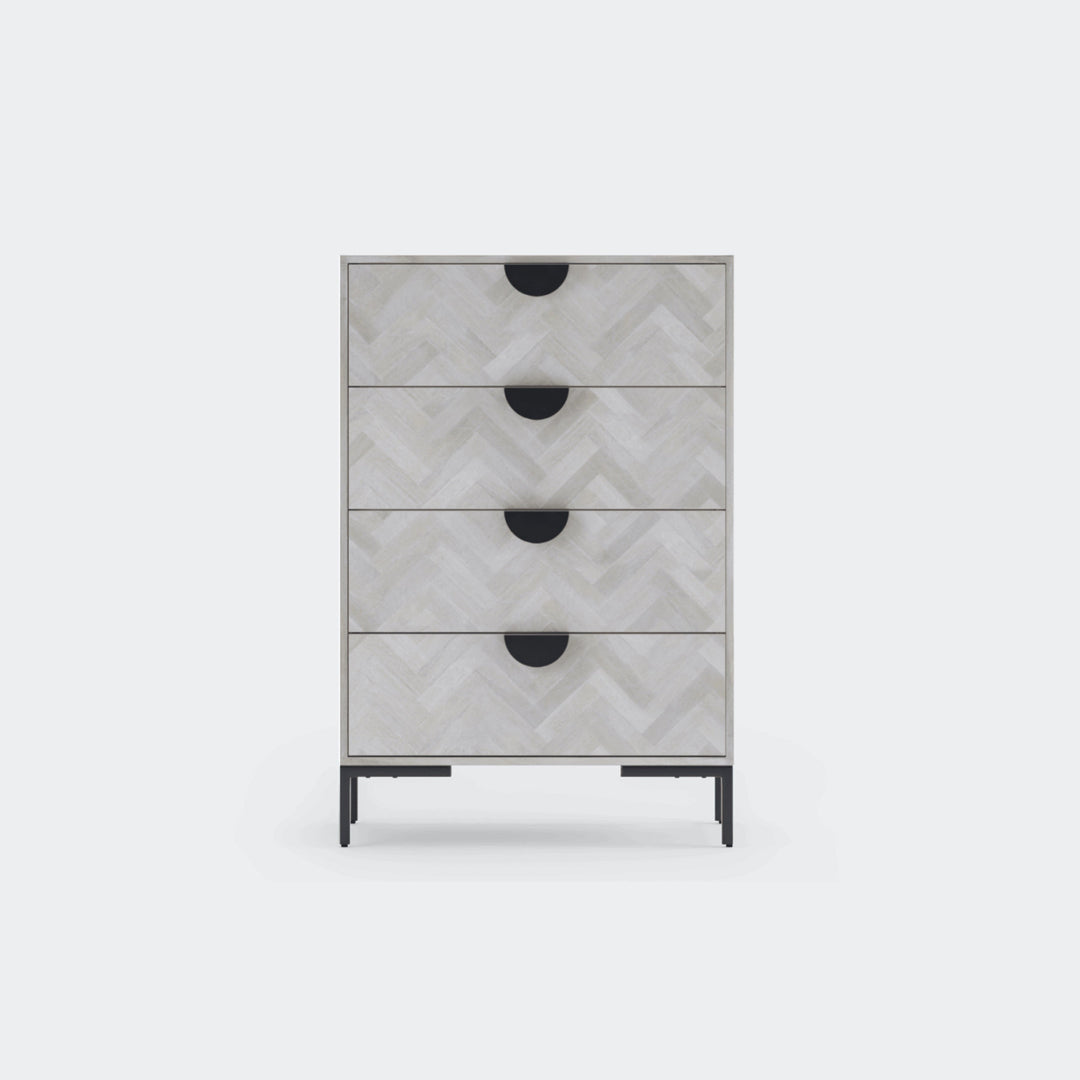 Chest of four drawers made of solid mango wood and carbon steel - INMARWAR